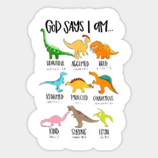 Cute God Says I Am Dinosaur Lover Funny Christian Kids Boys Sticker